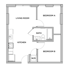 B2 - 2x1 Primary Bedroom Shared Bathroom floor plan